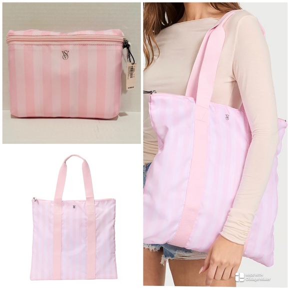 Victoria’s Secret NWT Heritage Stripe Packable Tote - Picture 1 of 9